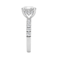 14K WHITE GOLD 4 3/4CT ROUND/CUSHION DIAMOND LADIES RING (CENTER STONE CUSHION DIAMOND 4CT)