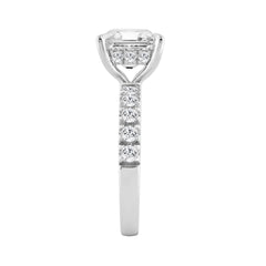 14K WHITE GOLD 4 3/4CT ROUND/CUSHION DIAMOND LADIES RING (CENTER STONE CUSHION DIAMOND 4CT)