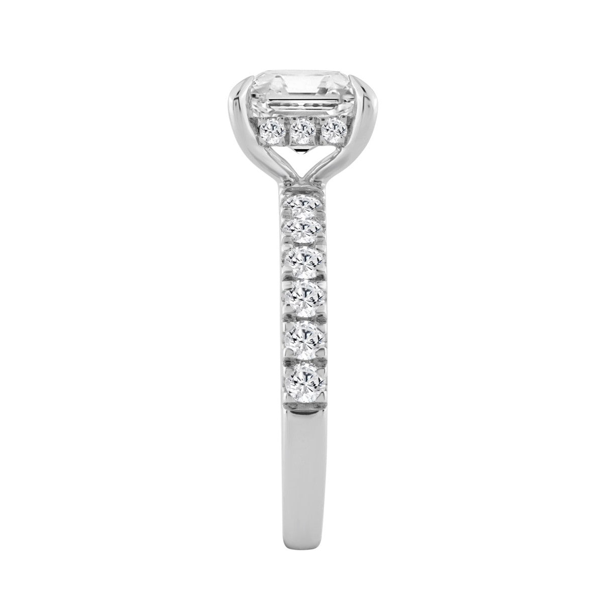 14K WHITE GOLD 6.00CT ROUND/CUSHION DIAMOND LADIES RING (CENTER STONE CUSHION DIAMOND 5CT)