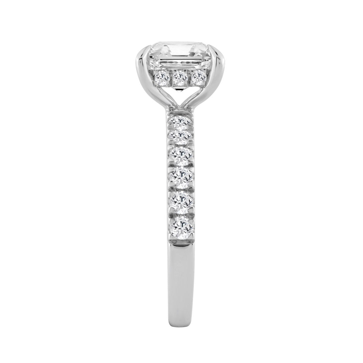 14K WHITE GOLD 6.00CT ROUND/CUSHION DIAMOND LADIES RING (CENTER STONE CUSHION DIAMOND 5CT)