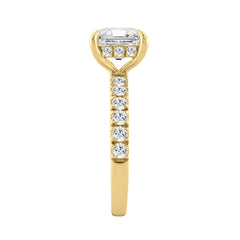 14K YELLOW GOLD 6.00CT ROUND/CUSHION DIAMOND LADIES RING (CENTER STONE CUSHION DIAMOND 5CT)