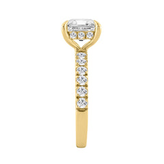 14K YELLOW GOLD 6.00CT ROUND/CUSHION DIAMOND LADIES RING (CENTER STONE CUSHION DIAMOND 5CT)