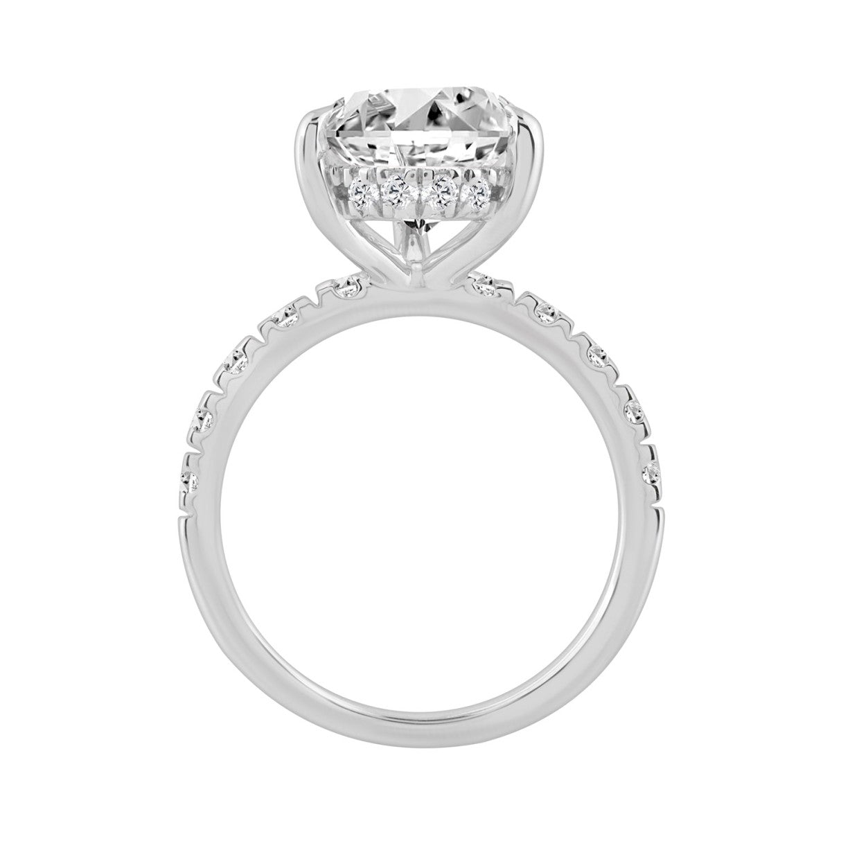 14K WHITE GOLD 4 3/4CT ROUND/PEAR DIAMOND LADIES RING (CENTER STONE PEAR DIAMOND 4CT)