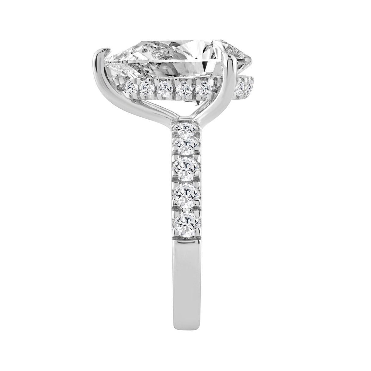 14K WHITE GOLD 4 3/4CT ROUND/PEAR DIAMOND LADIES RING (CENTER STONE PEAR DIAMOND 4CT)
