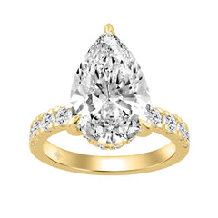 14K YELLOW GOLD 4 3/4CT ROUND/PEAR DIAMOND LADIES RING (CENTER STONE PEAR DIAMOND 4CT)