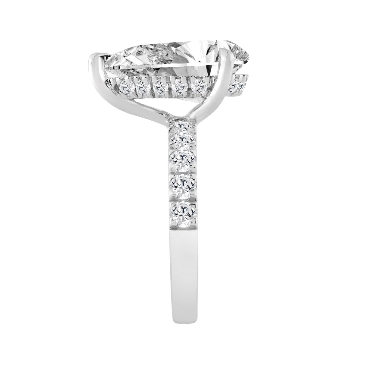 14K WHITE GOLD 6.00CT ROUND/PEAR DIAMOND LADIES RING (CENTER STONE PEAR DIAMOND 5CT
