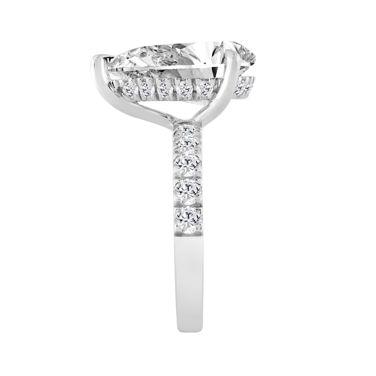 14K WHITE GOLD 6.00CT ROUND/PEAR DIAMOND LADIES RING (CENTER STONE PEAR DIAMOND 5CT