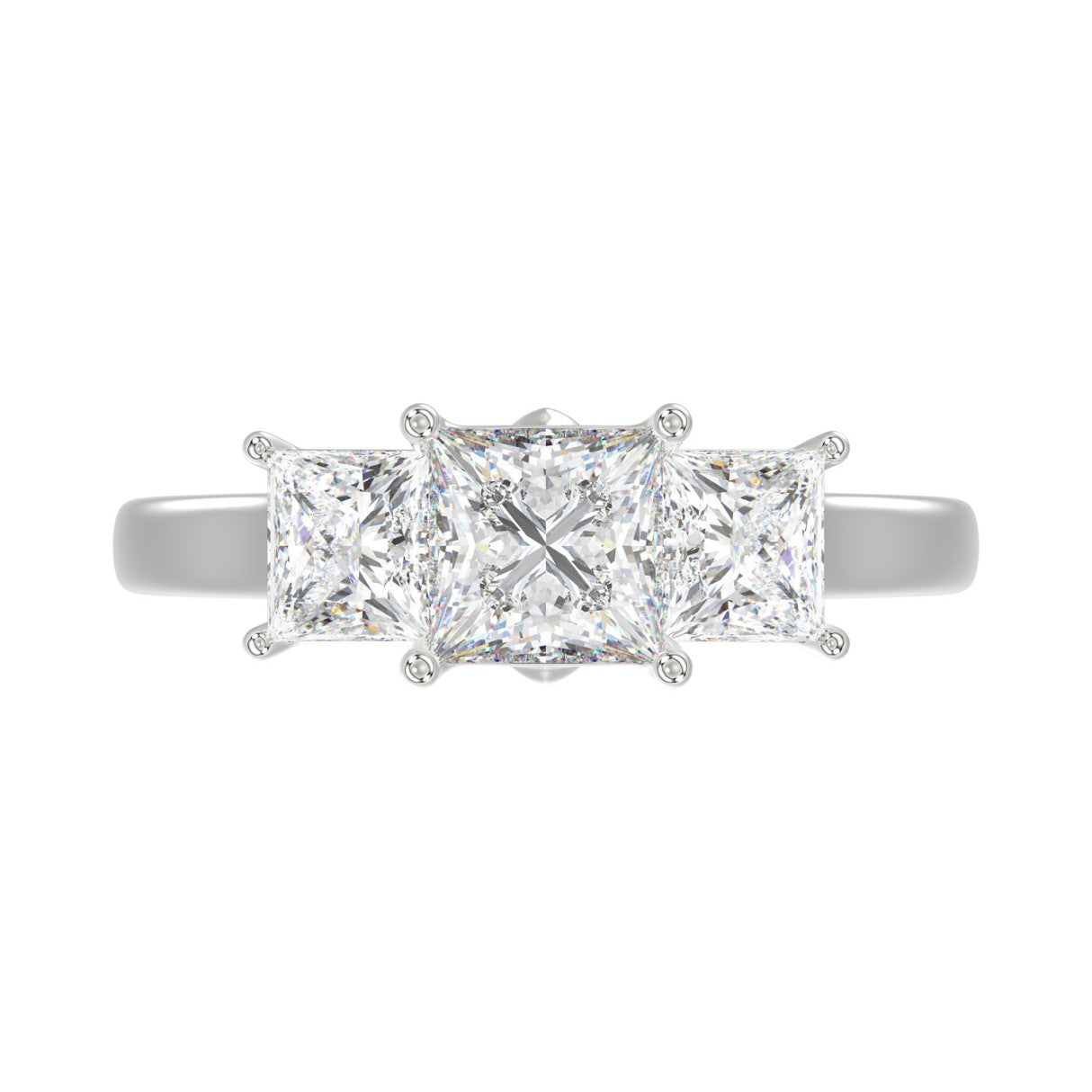 14K WHITE GOLD 2 1/6CT PRINCESS DIAMOND LADIES RING (CENTER STONE PRINCESS DIAMOND 1CT)