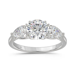 14K WHITE GOLD 2 1/3CT ROUND/PEAR DIAMOND LADIES RING (CENTER STONE ROUND DIAMOND 1 1/4CT)