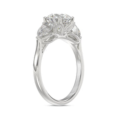 14K WHITE GOLD 2 1/3CT ROUND/PEAR DIAMOND LADIES RING (CENTER STONE ROUND DIAMOND 1 1/4CT)