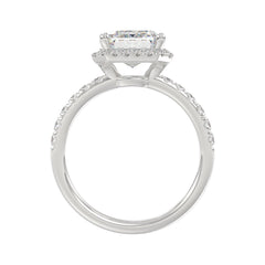 14K White Gold 4 1/2CT ladies Round &amp; Emerald-cut diamond halo engagement Ring 4.00CT Emerald  Center stone (Color F-G -Clarity VS1/VS2)