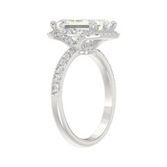 14K White Gold 4 1/2CT ladies Round &amp; Emerald-cut diamond halo engagement Ring 4.00CT Emerald  Center stone (Color F-G -Clarity VS1/VS2)
