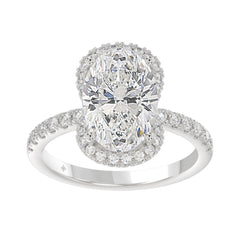 14K WHITE GOLD 4 1/2CT ROUND/OVAL DIAMOND LADIES RING (CENTER STONE OVAL DIAMOND 4.00CT &amp; Color F-G Clarity VS1/VS2)