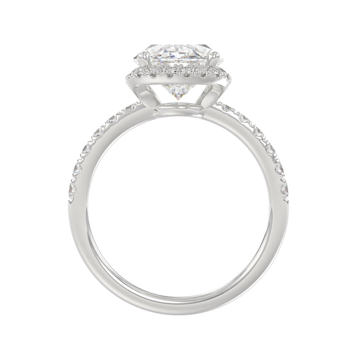 14K WHITE GOLD 4 1/2CT ROUND/OVAL DIAMOND LADIES RING (CENTER STONE OVAL DIAMOND 4.00CT &amp; Color F-G Clarity VS1/VS2)