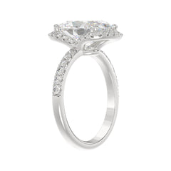 14K WHITE GOLD 4 1/2CT ROUND/OVAL DIAMOND LADIES RING (CENTER STONE OVAL DIAMOND 4.00CT &amp; Color F-G Clarity VS1/VS2)
