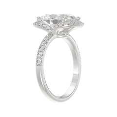 14K WHITE GOLD 4 1/2CT ROUND/OVAL DIAMOND LADIES RING (CENTER STONE OVAL DIAMOND 4.00CT &amp; Color F-G Clarity VS1/VS2)