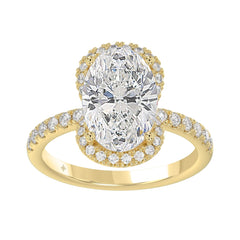 14K YELLOW GOLD 4 1/2CT ROUND/OVAL DIAMOND LADIES RING (CENTER STONE OVAL DIAMOND 4.00CT &amp; Color F-G Clarity VS1/VS2)