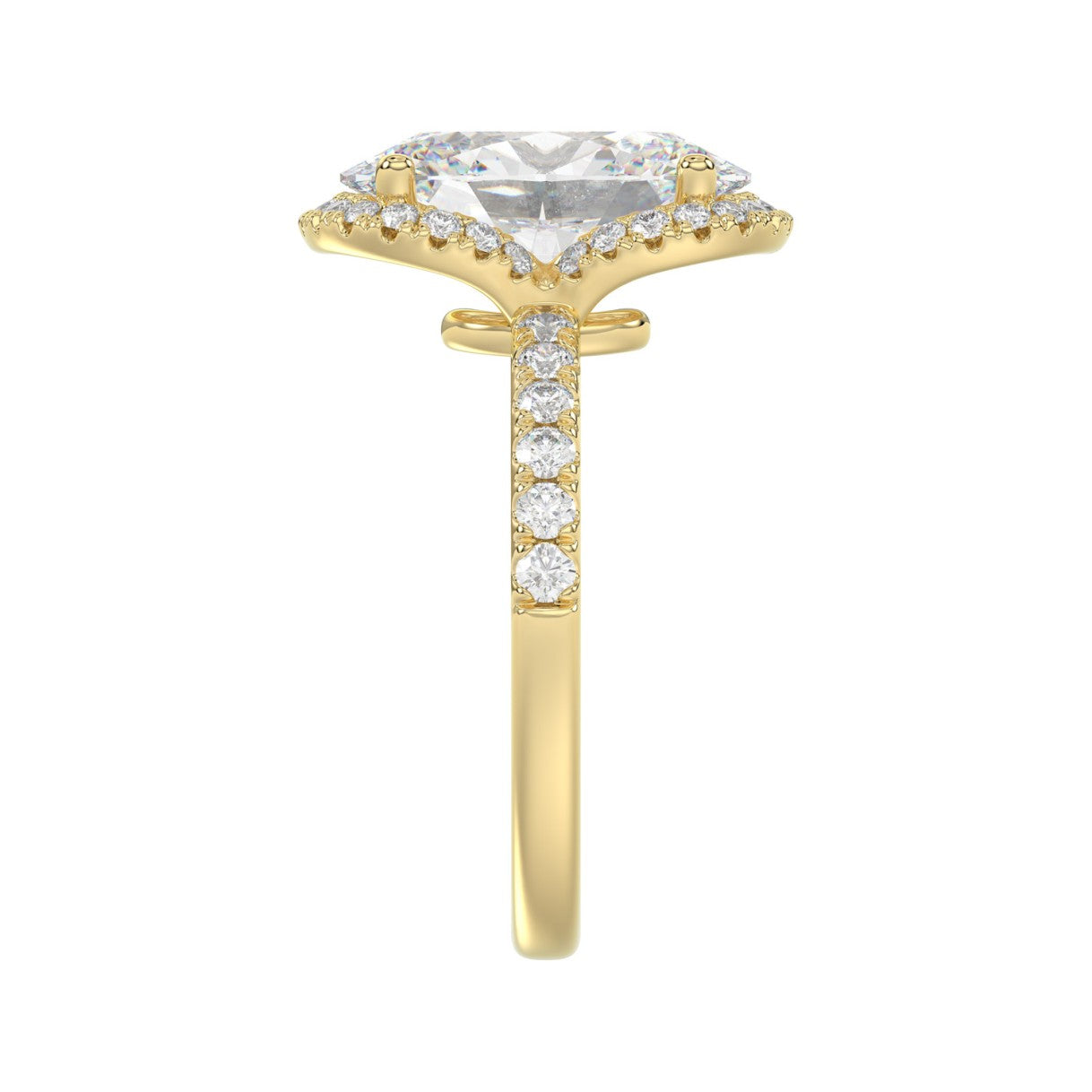 14K YELLOW GOLD 4 1/2CT ROUND/OVAL DIAMOND LADIES RING (CENTER STONE OVAL DIAMOND 4.00CT &amp; Color F-G Clarity VS1/VS2)