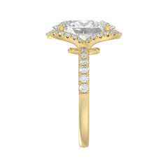 14K YELLOW GOLD 4 1/2CT ROUND/OVAL DIAMOND LADIES RING (CENTER STONE OVAL DIAMOND 4.00CT &amp; Color F-G Clarity VS1/VS2)