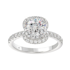 14K WHITE GOLD 4 1/2CT ROUND/CUSHION DIAMOND LADIES RING (CENTER STONE CUSHION DIAMOND 4CT &amp; Color F-G Clarity VS1/VS2)