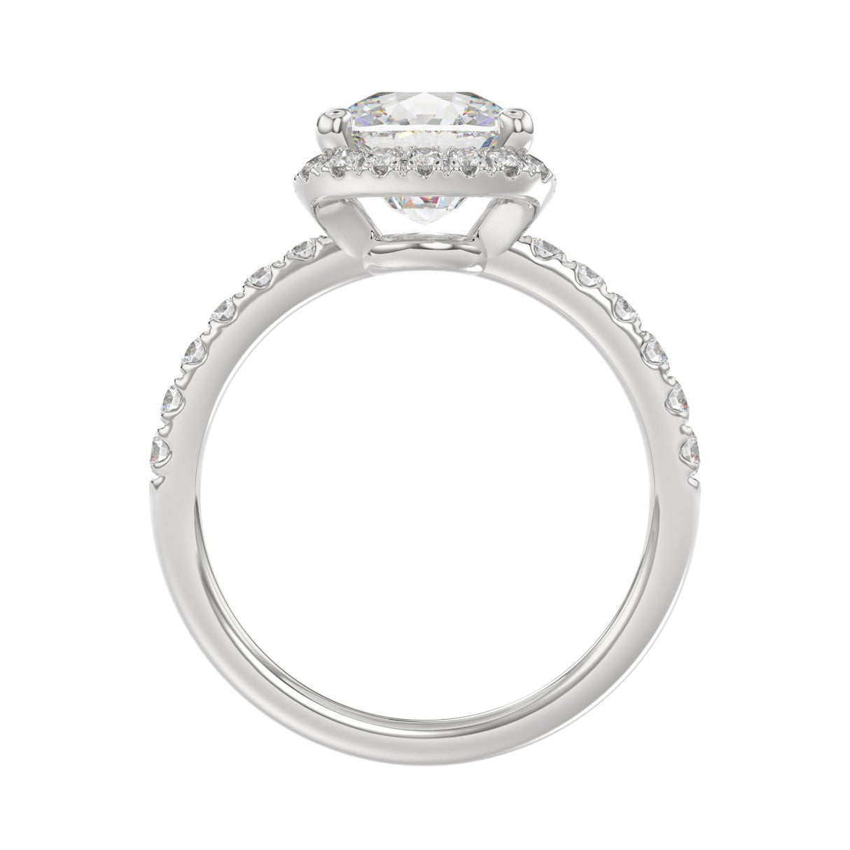 14K WHITE GOLD 4 1/2CT ROUND/CUSHION DIAMOND LADIES RING (CENTER STONE CUSHION DIAMOND 4CT &amp; Color F-G Clarity VS1/VS2)