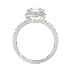14K WHITE GOLD 4 1/2CT ROUND/CUSHION DIAMOND LADIES RING (CENTER STONE CUSHION DIAMOND 4CT &amp; Color F-G Clarity VS1/VS2)