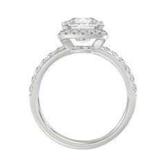14K WHITE GOLD 4 1/2CT ROUND/CUSHION DIAMOND LADIES RING (CENTER STONE CUSHION DIAMOND 4CT &amp; Color F-G Clarity VS1/VS2)