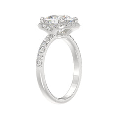 14K WHITE GOLD 4 1/2CT ROUND/CUSHION DIAMOND LADIES RING (CENTER STONE CUSHION DIAMOND 4CT &amp; Color F-G Clarity VS1/VS2)