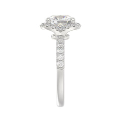 14K WHITE GOLD 4 1/2CT ROUND/CUSHION DIAMOND LADIES RING (CENTER STONE CUSHION DIAMOND 4CT &amp; Color F-G Clarity VS1/VS2)