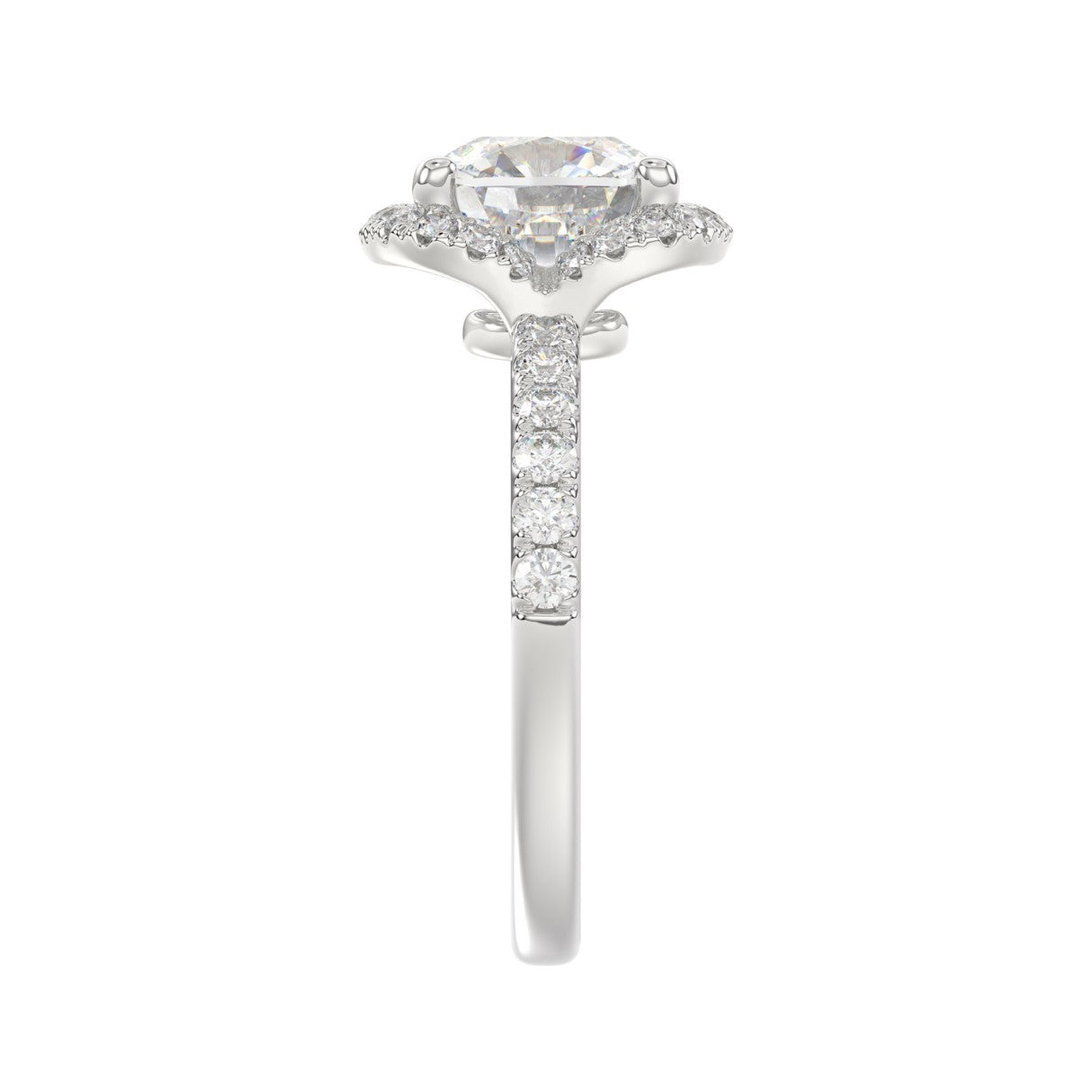14K WHITE GOLD 4 1/2CT ROUND/CUSHION DIAMOND LADIES RING (CENTER STONE CUSHION DIAMOND 4CT &amp; Color F-G Clarity VS1/VS2)