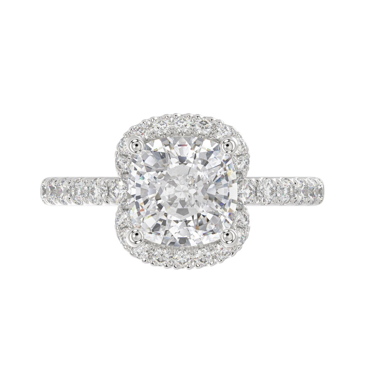 14K WHITE GOLD 4 1/2CT ROUND/CUSHION DIAMOND LADIES RING (CENTER STONE CUSHION DIAMOND 4CT &amp; Color F-G Clarity VS1/VS2)