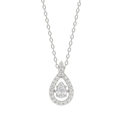 10K WHITE GOLD 3/4CT ROUND/PEAR DIAMOND LADIES PENDANT WITH CHAIN (CENTER STONE PEAR DIAMOND 1/2CT)