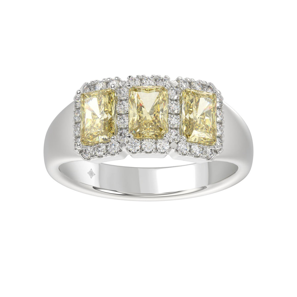 14K WHITE GOLD 1 1/2CT ROUND/YELLOW RADIANT DIAMOND LADIES RING