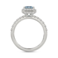 14K WHITE GOLD 4.00CT ROUND/RADIANT DIAMOND LADIES RING (CENTER STONE BLUE RADIANT DIAMOND 3CT)