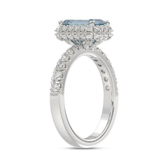 14K WHITE GOLD 4.00CT ROUND/RADIANT DIAMOND LADIES RING (CENTER STONE BLUE RADIANT DIAMOND 3CT)