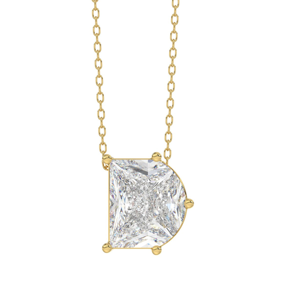 14K YELLOW GOLD 2 1/3CT FANCY CUT ALPHABET DIAMOND LADIES PENDANT WITH CHAIN
