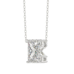 14K WHITE GOLD 1 1/2CT FANCY CUT ALPHABET DIAMOND LADIES PENDANT WITH CHAIN