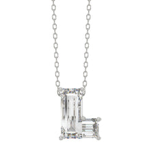 14K WHITE GOLD 1 1/3CT FANCY CUT ALPHABET DIAMOND LADIES PENDANT WITH CHAIN