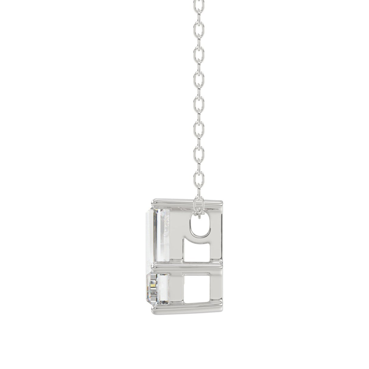 14K WHITE GOLD 1 1/3CT FANCY CUT ALPHABET DIAMOND LADIES PENDANT WITH CHAIN