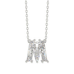 14K WHITE GOLD 1 5/8CT FANCY CUT ALPHABET DIAMOND LADIES PENDANT WITH CHAIN
