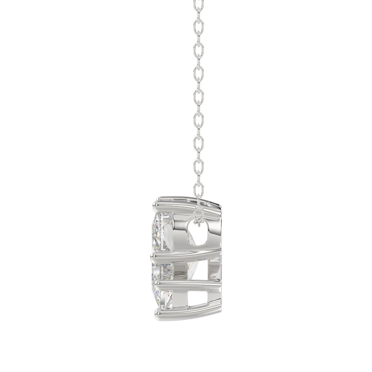 14K WHITE GOLD 1 5/8CT FANCY CUT ALPHABET DIAMOND LADIES PENDANT WITH CHAIN
