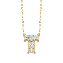 14K YELLOW GOLD 1.00CT FANCY CUT ALPHABET DIAMOND LADIES PENDANT WITH CHAIN
