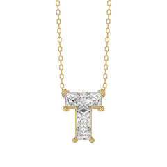 14K YELLOW GOLD 1.00CT FANCY CUT ALPHABET DIAMOND LADIES PENDANT WITH CHAIN