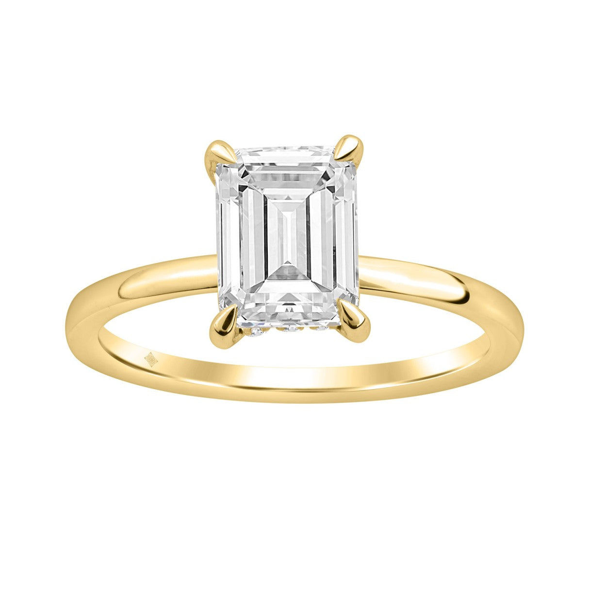 14K YELLOW GOLD 2.00CT ROUND/EMERALD DIAMOND LADIES RING (CENTER STONE EMERALD DIAMOND 2CT)