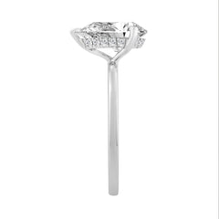 14K WHITE GOLD 2.00CT PEAR/ROUND DIAMOND LADIES RING (CENTER STONE PEAR DIAMOND 2CT)