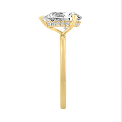 14K YELLOW GOLD 2.00CT PEAR/ROUND DIAMOND LADIES RING (CENTER STONE PEAR DIAMOND 2CT)