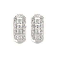 14K WHITE GOLD 1.00CT ROUND/PRINCESS/BAGUETTE DIAMOND LADIES EARRINGS