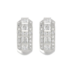 14K WHITE GOLD 1.00CT ROUND/PRINCESS/BAGUETTE DIAMOND LADIES EARRINGS