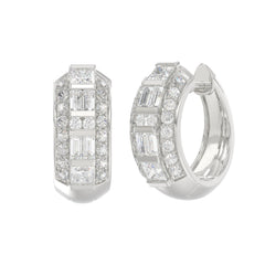 14K WHITE GOLD 1.00CT ROUND/PRINCESS/BAGUETTE DIAMOND LADIES EARRINGS