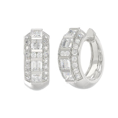 14K WHITE GOLD 1.00CT ROUND/PRINCESS/BAGUETTE DIAMOND LADIES EARRINGS
